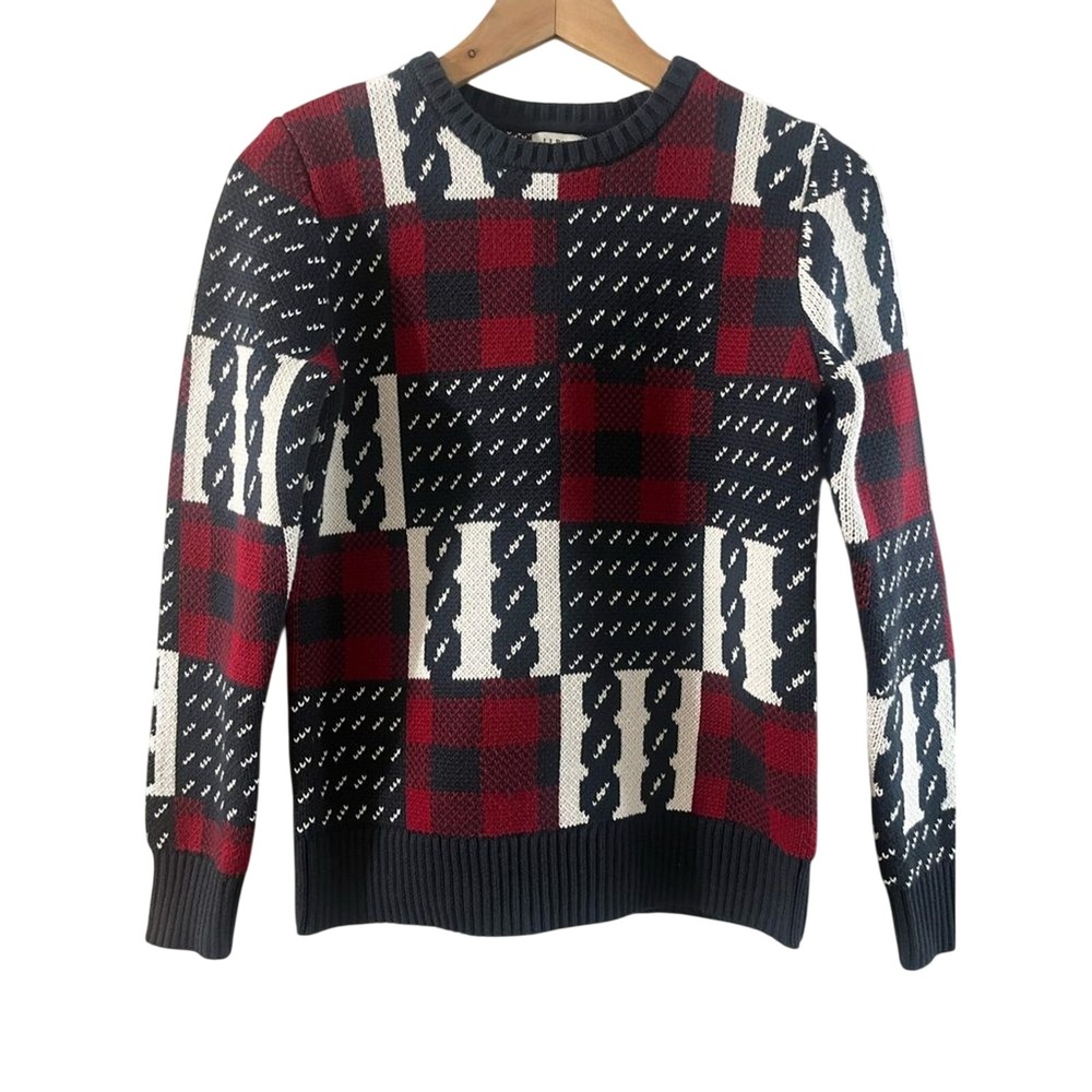 Vintage Women's LL Bean XS Sweater‎ Heritage Soft Cotton Fisherman Patchwork EUC